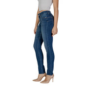 Jean en denim foncé taille haute de Liu Jo avec une coupe ajustée à cinq poches en coton bleu effet vieilli