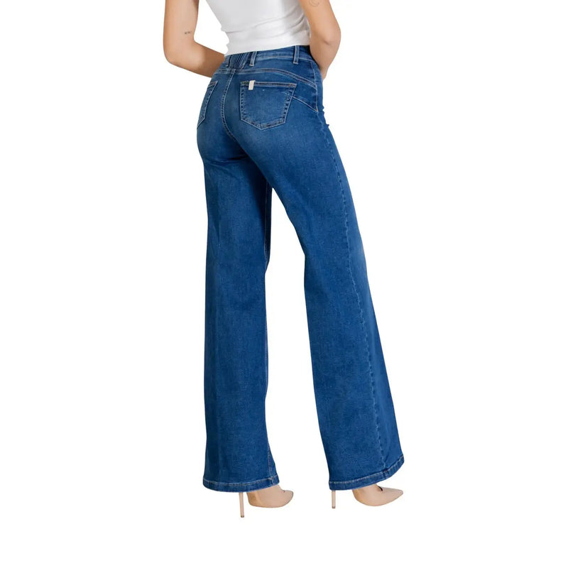 Pantalon évasé pour femme Liu Jo, taille haute, jean bleu denim avec poche arrière classique, taille A