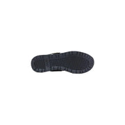 Back side of liu jo women platform sneakers black polyurethane showing black rubber sole with hexagonal orbit tread pattern