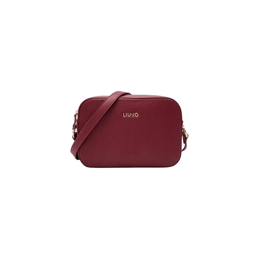 Sac bandoulière rouge bordeaux Liu Jo pour femme, finition cuir polyuréthane texturé et détails dorés, largeur 24 cm