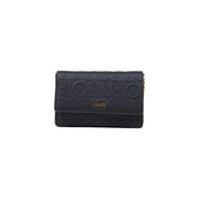 Black Liu Jo wallet with embossed logo pattern and gold-tone hardware, matching Liu Jo women red crossbody bag W24cm