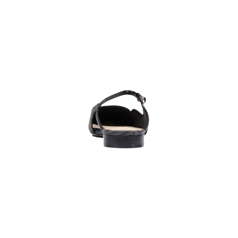 Liu Jo women slip on black leather sandal with thin strap and low heel in polyurethane material