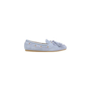 Liu jo women suede moccasins light blue loafers with tassel and gold-tone eyelets in light blue suede