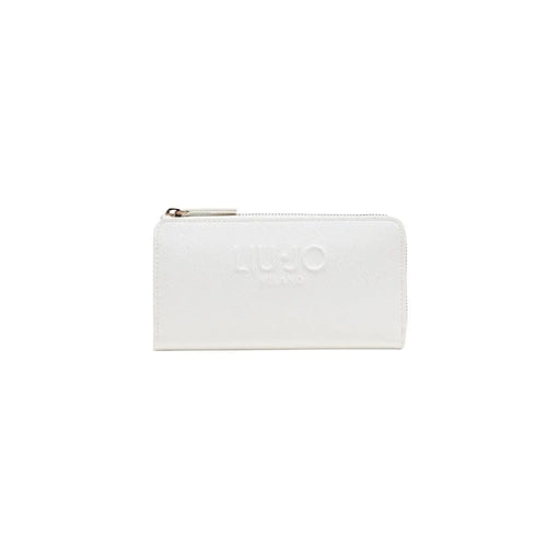 Blanc hugo Portefeuille zippé avec surface légèrement texturée et logo en relief, couleur beige Liu Jo, poche zippée 19,5 x 10 x 2