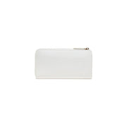Portefeuille femme Liu Jo beige en cuir texturé blanc avec tirette de fermeture éclair dorée, idéal pour un rangement organisé