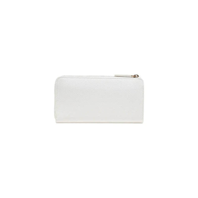Portefeuille femme Liu Jo beige en cuir texturé blanc avec tirette de fermeture éclair dorée, idéal pour un rangement organisé