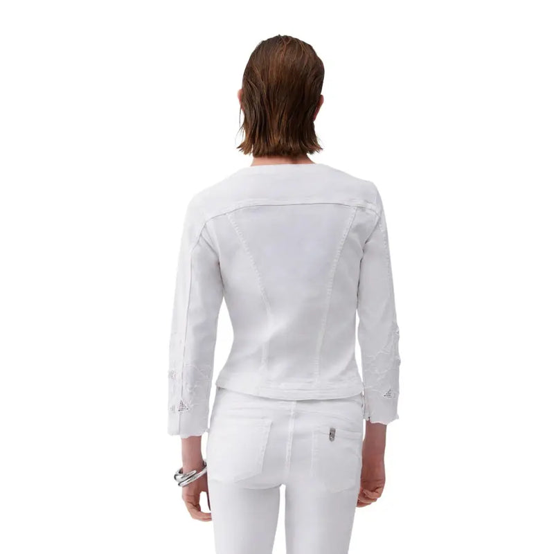 Liu Jo Blazer blanc à manches 3/4 pour femme avec ornements aux poignets