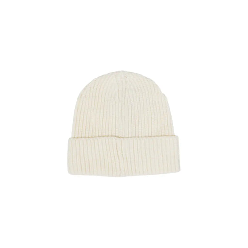 Bonnet en maille côtelée couleur crème avec revers replié de Liu Jo Collection de casquettes blanches à strass pour femmes