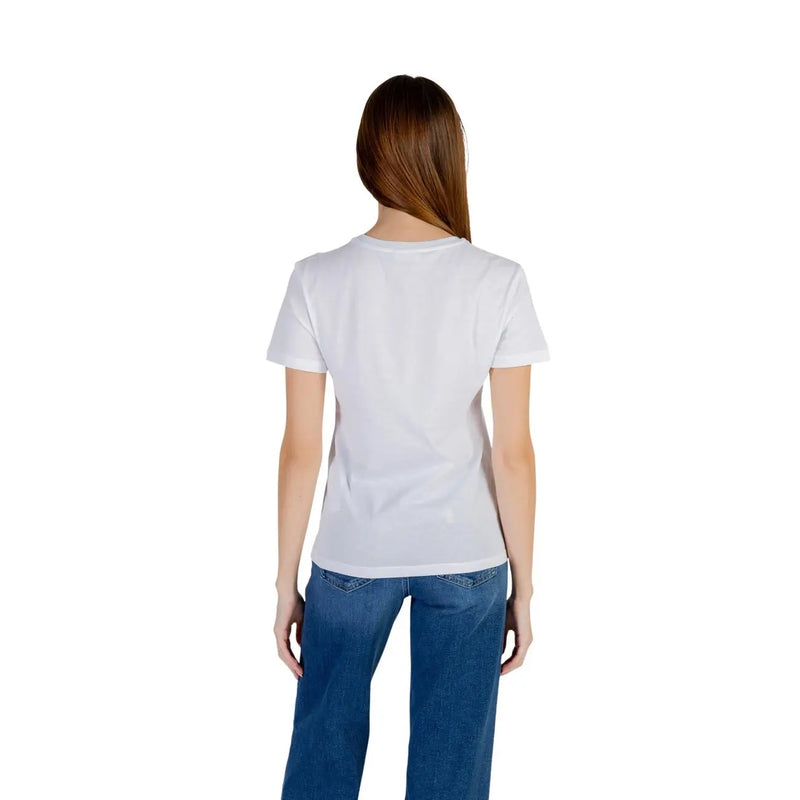Liu jo women white cotton round neck short t shirt featuring a simple crew neck and short sleeves made of 100% cotton