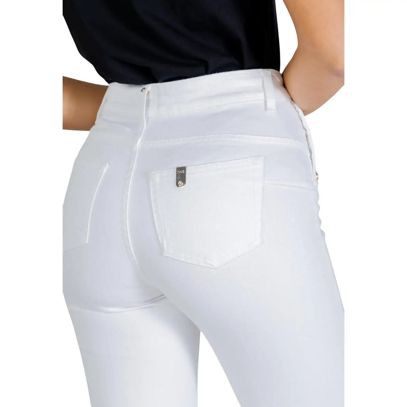 Liu Jo Jean skinny blanc en coton pour femme, taille haute, coupe élégante et détails de couture discrets.