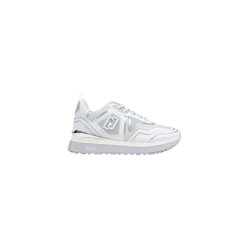 Liu Jo Baskets Maxi Wonder pour femmes en similicuir blanc, coloris blanc et argent, semelle épaisse moderne.