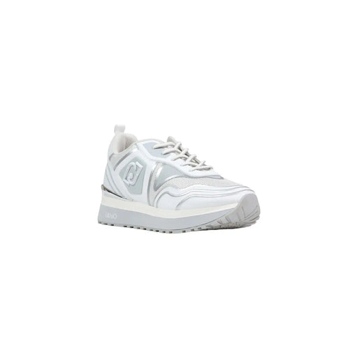 Liu Jo Baskets maxi Wonder blanches en similicuir pour femme, avec empiècements en mesh argenté et synthétique, et semelle épaisse.