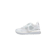 Liu Jo women white faux leather sneakers maxi wonder with white and silver mesh sporting chunky sole