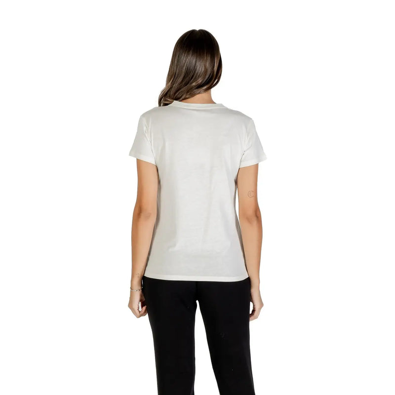White short-sleeved cotton t shirt with crew neck and pocket by Liu Jo for women