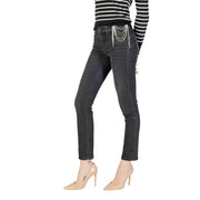 Liu Jo Jean noir slim pour femme, automne-hiver, avec détail de chaîne argentée à la taille