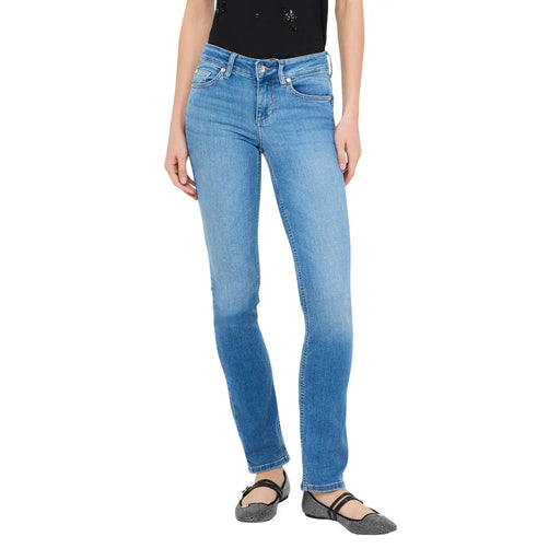 Liu Jo womens blue cotton blend slim fit jeans with subtle fading