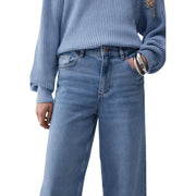 Liu Jo women’s light-wash blue cotton elastane jeans with relaxed wide-leg cut and classic stitching details