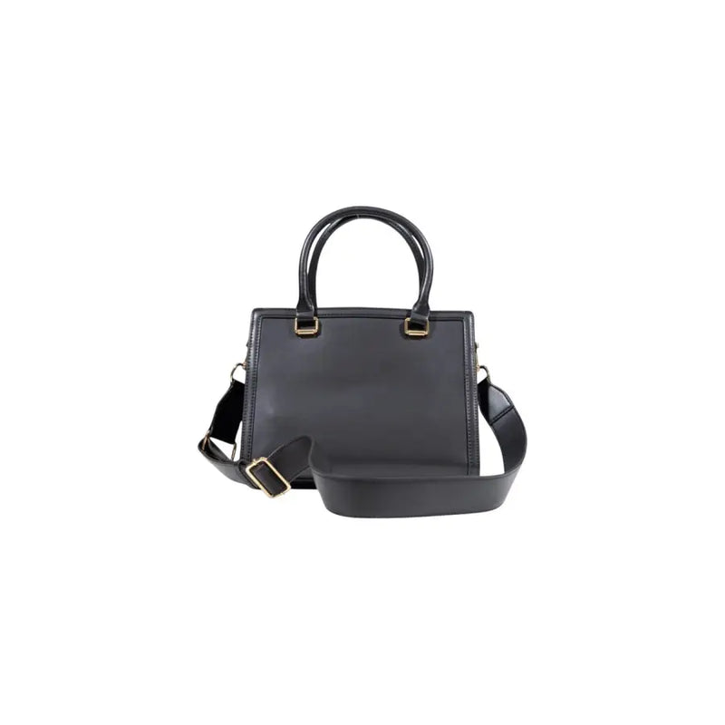 Black leather shoulder handbag with gold-tone hardware and detachable strap for Fall Winter