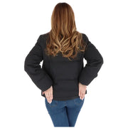 Love Moschino black quilted puffer jacket with long sleeves and zip pockets for casual outerwear