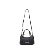 Love Moschino women black shoulder bag with textured polyurethane leather and gold-tone metal hardware W27 cm