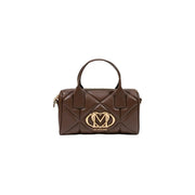 Brown quilted leather Love Moschino handbag with gold-tone logo emblem made of polyurethane 26x15cm for women