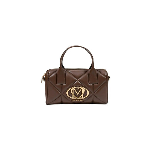 cuir matelassé marron Love Moschino Sac à main avec logo doré en polyuréthane 26x15cm pour femme