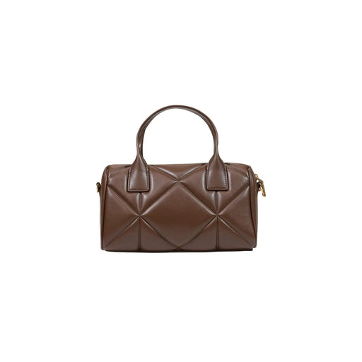Sac à main Love Moschino en cuir matelassé marron, motif losanges et finitions dorées, modèle en polyuréthane 26 x 15 cm