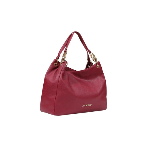 Un polyuréthane bordeaux Love Moschino Sac hobo pour femme avec détails en chaîne dorée et logo discret, dimensions : 42 x 28 x 14 cm