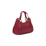 Love Moschino women shoulder bag in rich burgundy pebbled leather with gold-tone chain and ring hardware W27cm