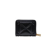 Love Moschino Portefeuille femme en polyuréthane matelassé noir avec tirette de fermeture éclair dorée et format compact L13 x H9 x P3