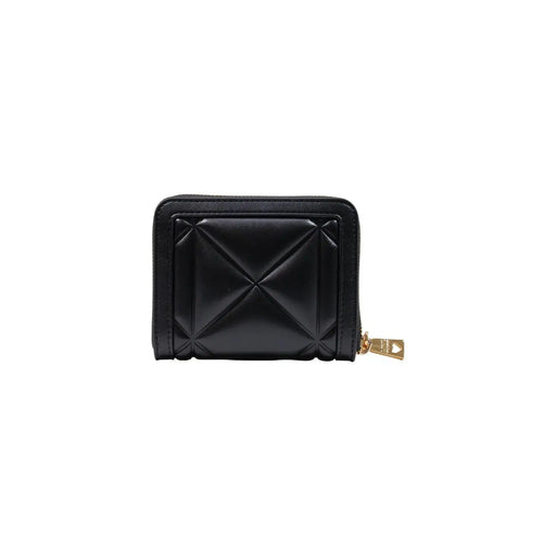Love Moschino Portefeuille femme en polyuréthane matelassé noir avec tirette de fermeture éclair dorée et format compact L13 x H9 x P3