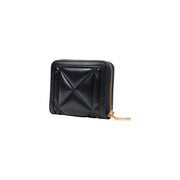 Love Moschino Portefeuille femme en cuir matelassé noir avec fermeture éclair dorée, en polyuréthane, L13 x H9 x P3
