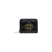 matelassé noir Love Moschino Portefeuille femme en polyuréthane avec logo et tirette de fermeture éclair dorés L13 x H9 x P3 cm