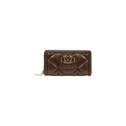 Portefeuille femme Moschino Love matelassé marron en polyuréthane avec fermoir logo doré, format 18 cm