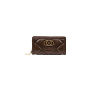 matelassé marron Love Moschino Portefeuille zippé avec fermoir logo doré en polyuréthane de 18 cm pour femme