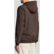 A sleek dark brown hooded blazer by Lyle & Scott made of smooth lightweight fabric with elasticated cuffs and hem