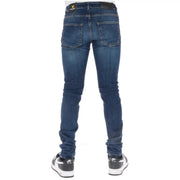 Lyle & Scott Jean homme en denim bleu foncé avec étiquette noire à la taille et poches arrière classiques, vue de dos