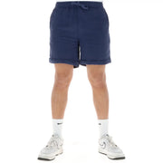 Lyle & Scott Short en lin bleu marine pour homme, taille élastiquée avec cordon de serrage et ourlets retroussés, vue de face