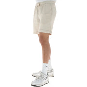 Lyle & Scott Short en lin beige pour homme, en coton, avec taille élastiquée à cordon et ourlets roulés, vue de face