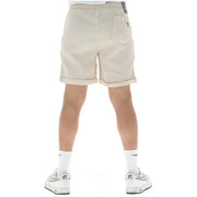 Lyle & Scott Short en lin beige pour homme, ourlet retroussé et logo brodé sur la poche arrière (vue de dos).