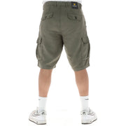 Lyle & Scott Short en lin pour homme, vert olive, avec de multiples poches cargo et une étiquette de marque à la taille, vue de face