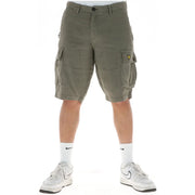 Lyle & Scott Short en lin pour homme, vert olive, à poches multiples et logo oiseau jaune, vue de face