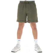 Lyle & Scott Short en lin vert olive pour homme, avec cordon de serrage et ourlets roulés, vue de face