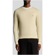Lyle and Scott men beige cotton crewneck sweatshirt with long sleeves and subtle embroidered logo on the chest