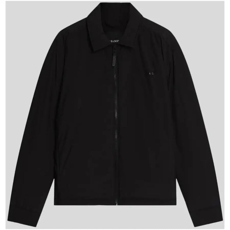 Blazer homme Lyle and Scott noir zippé en polyester, col et logo discret sur la poitrine, design élégant.