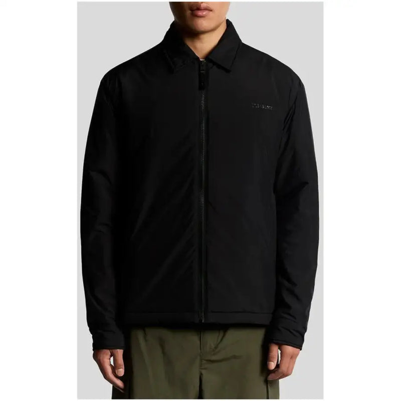 Veste Givenchy noire avec logo brodé discret sur la poitrine, blazer homme Lyle & Scott noir zippé en polyester jk2334v