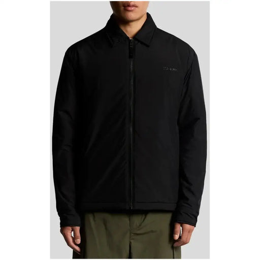 Veste Givenchy noire avec logo brodé discret sur la poitrine, blazer homme Lyle & Scott noir zippé en polyester jk2334v