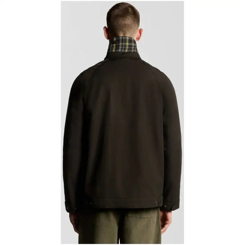 Blazer zippé pour homme Lyle and Scott en mélange de coton noir jk2308v, veste en coton ciré vert olive foncé avec col à carreaux