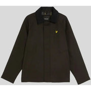 Blazer zippé pour homme Lyle & Scott en mélange de coton noir, col contrastant et logo oiseau jaune sur la poitrine gauche, avec col contrastant et logo oiseau jaune.