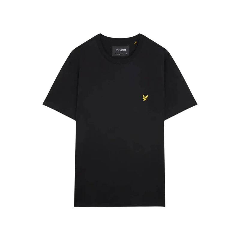 T-shirt homme Lyle and Scott en coton noir, manches courtes, avec logo oiseau brodé doré sur la poitrine gauche